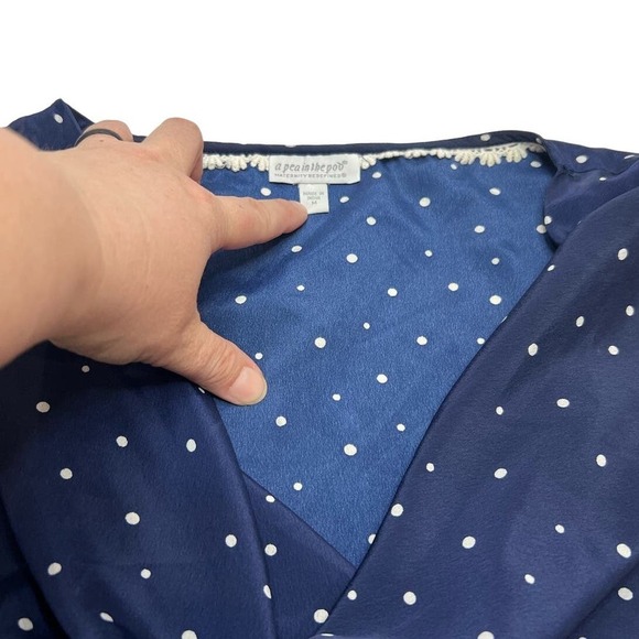 Pea In The Pod Maternity Navy Polka Dot Retro Sleeveless Shirt Half Size Medium - Picture 5 of 8